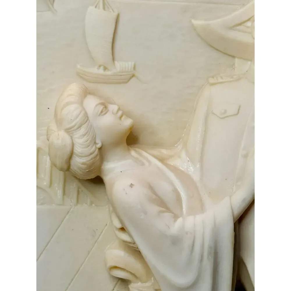 Gino Ruggeri Madama Butterfly Di Volteradici Alabaster Relief Wall Plaque Italy